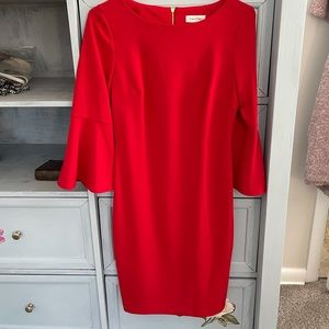 Size 4 red Calvin Klein bell sleeve dress